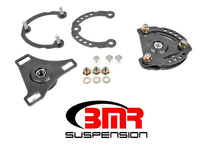 BMR Gray Front Adjustable Camber Plate Kit 15-22 Ford Mustang